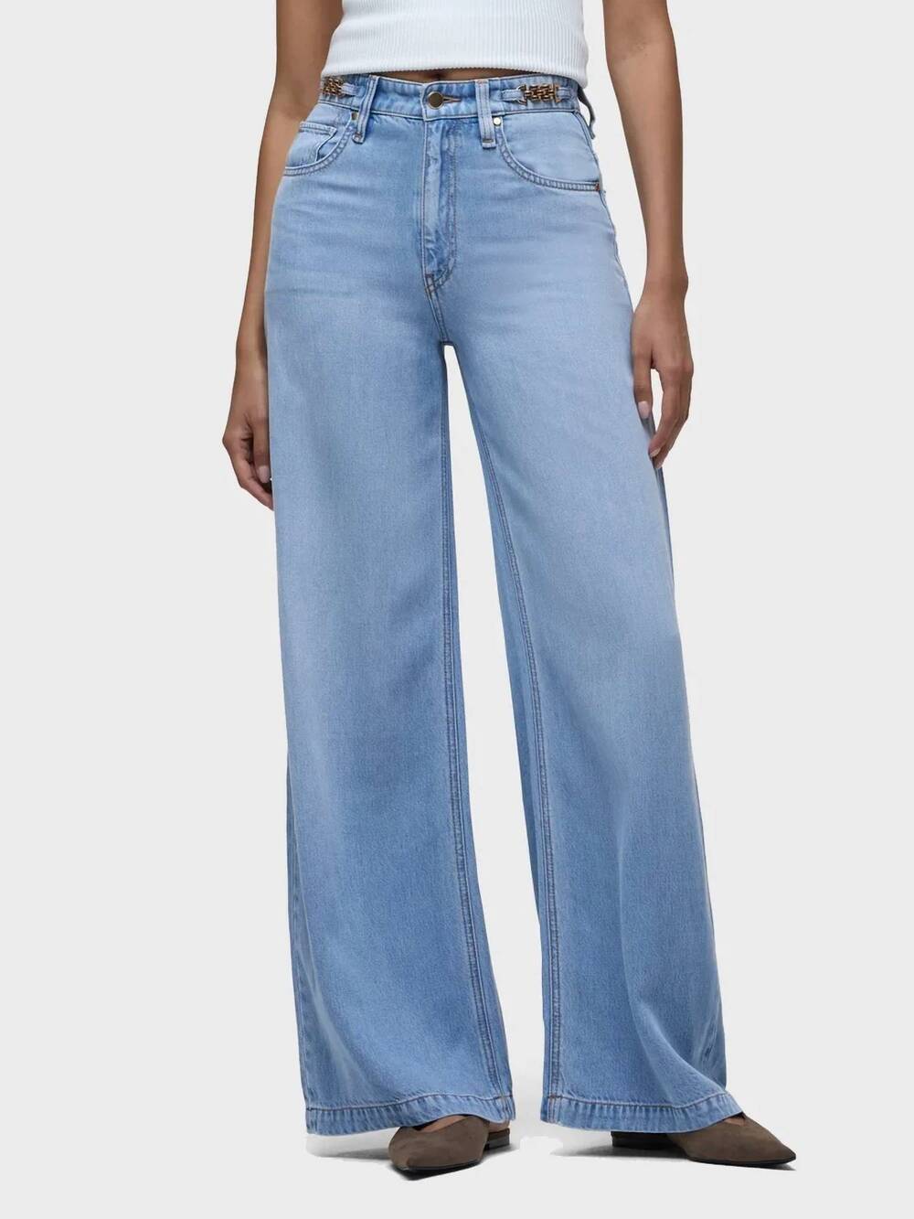 NEW HUDSON james accent hardware wide leg jeans in one wish